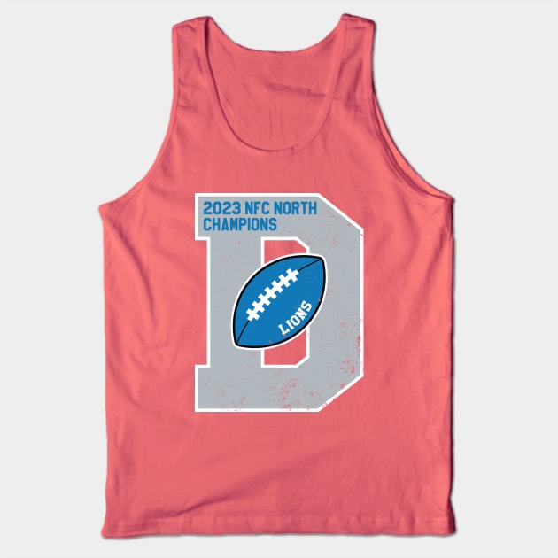 Big Bold Detroit Lions 2023 NFC North Champs Tank Top by Rad Love